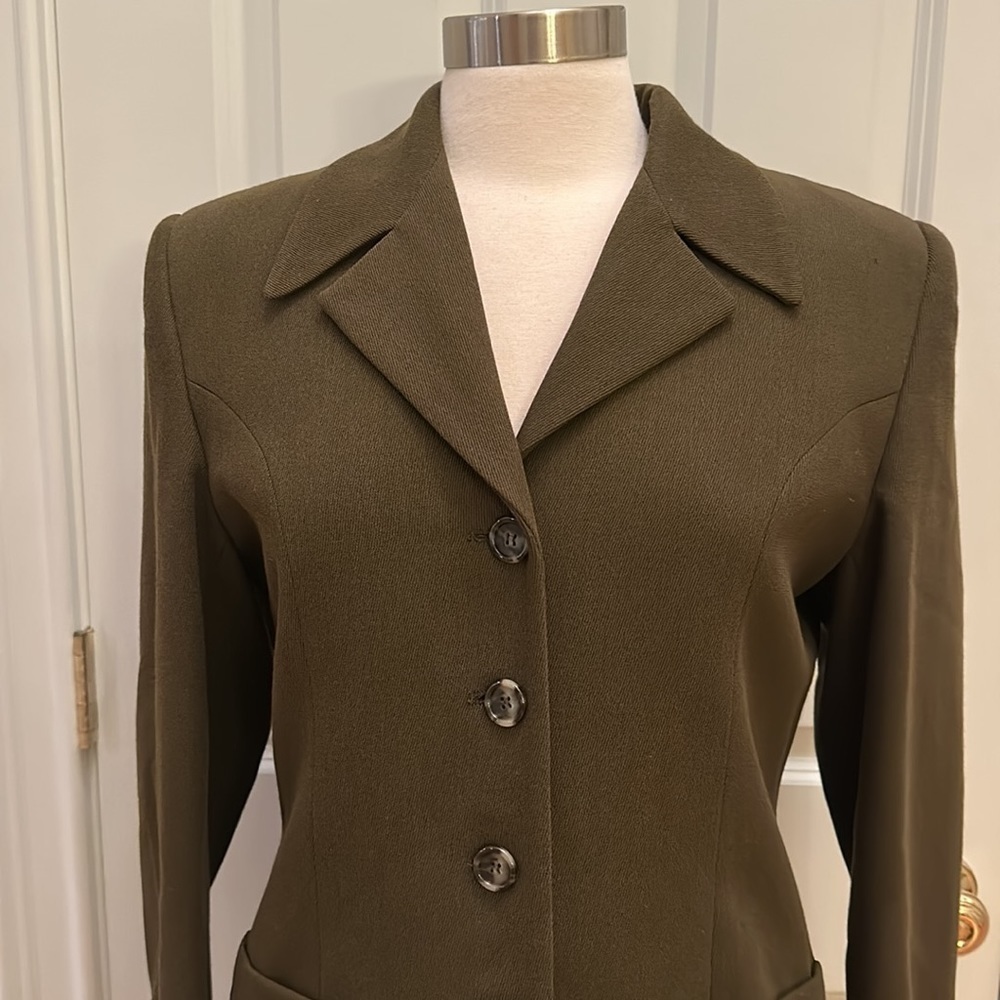 Burberrys Vintage Olive Green Wool Blend Pant Suit 6-10 - Picture 4 of 16